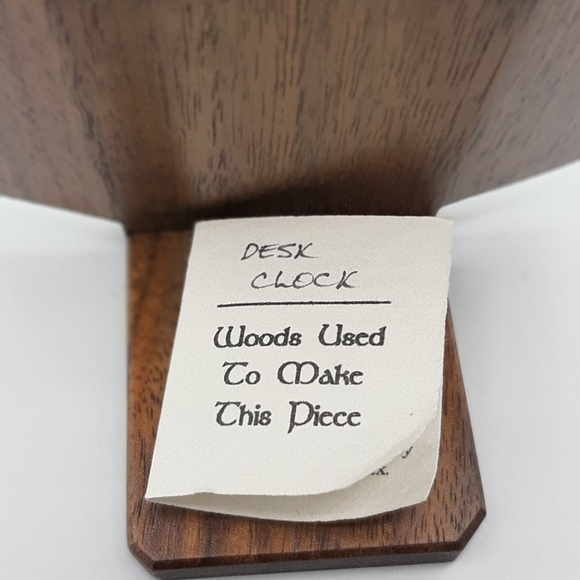 Vintage Hand Crafted Wooden Desk Clock Walnut Wood Working New Battery - Picture 6 of 7